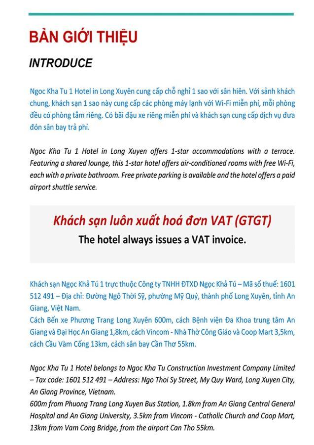 Ngoc Kha Tu 1 Hotel Long Xuyên Екстериор снимка